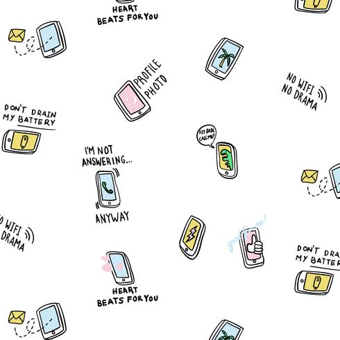 Hand drawn cellphone pattern  vector