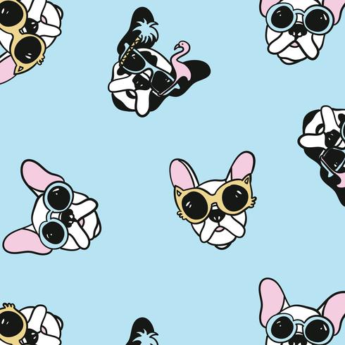 Hand drawn dogs with sunglasses pattern vector