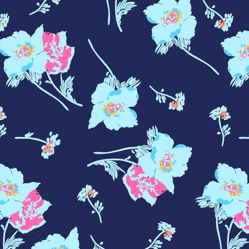 Hand drawn bold bright large floral blossom pattern  vector