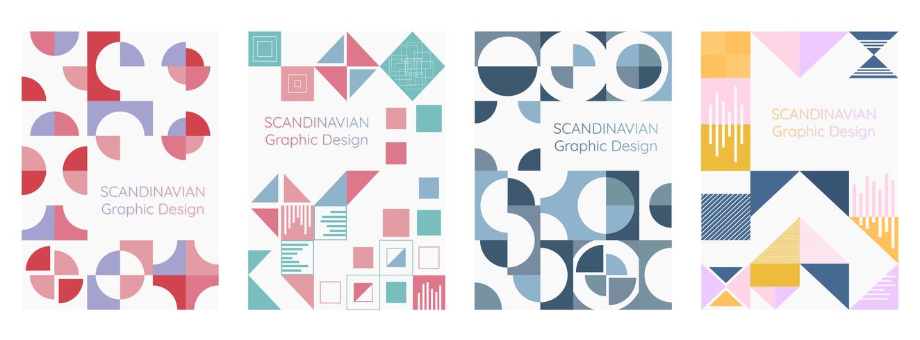 Scandinavian geometry modern style poster set vector