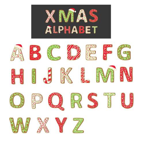 Vector Christmas Cookie Alphabet isolated on white