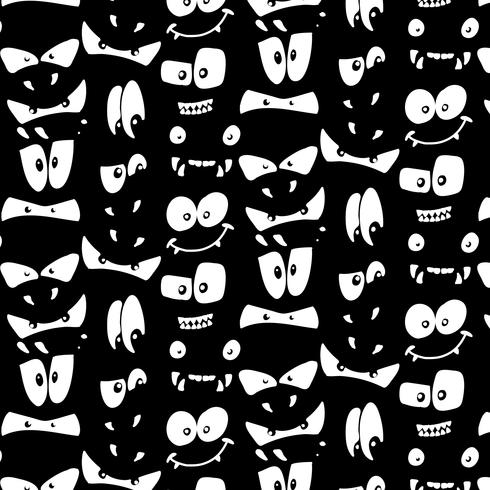 Hand drawn eyes pattern background vector