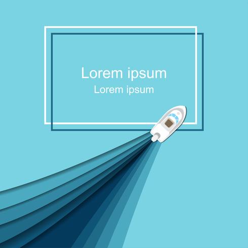 Ferry boat sails across the sea with paper style vector