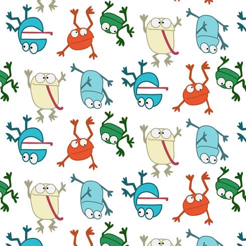 Hand drawn goofy frog pattern  vector