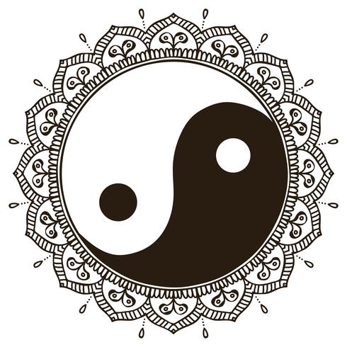 Mandala. Round Yin Yang Ornament vector