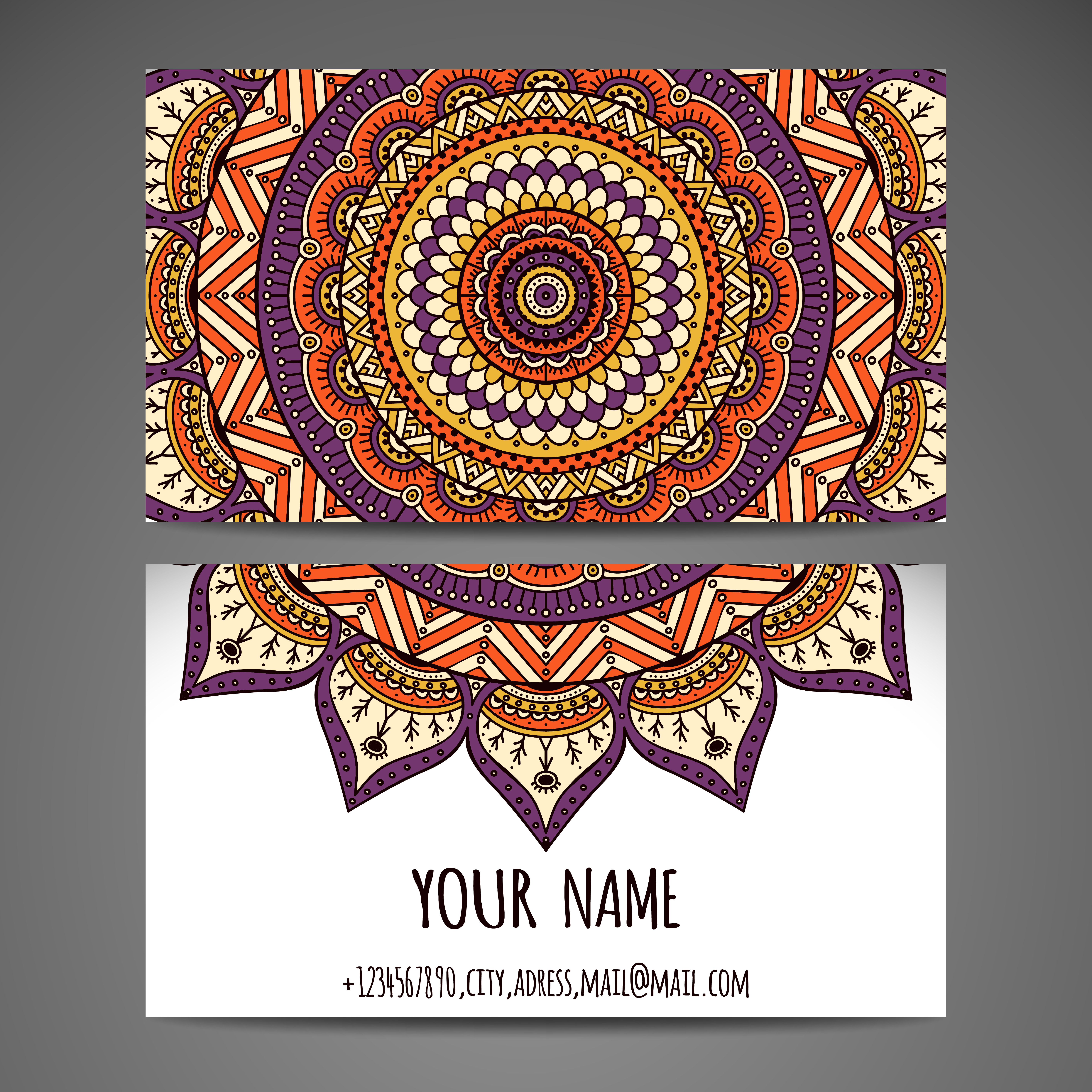 Download Hand Drawn Mandala Business Card - Download Free Vectors ...