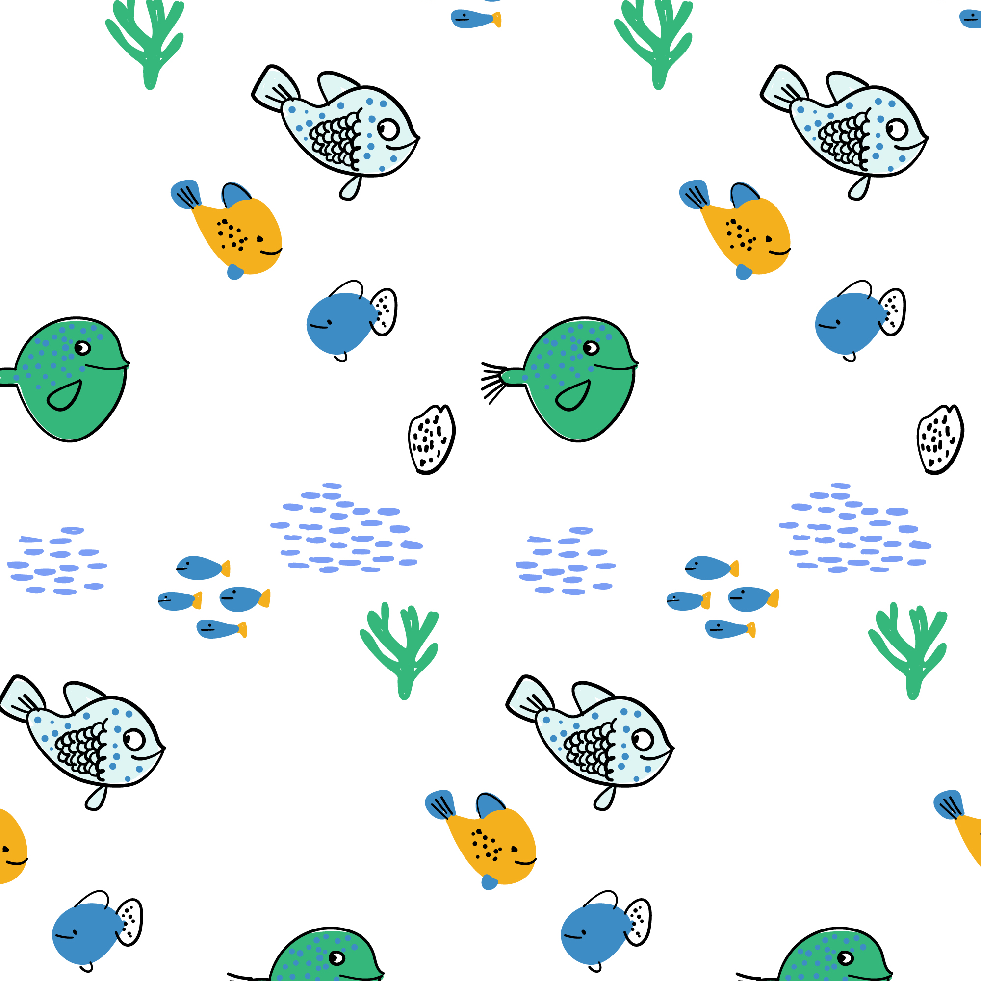 Download Hand drawn happy fish swimming pattern - Download Free ...