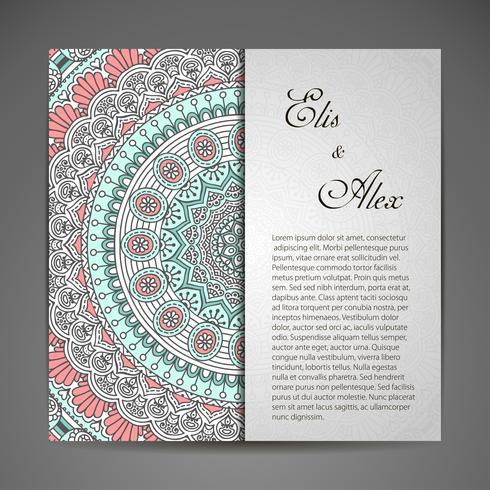 Invitation card with lace ornament. vector