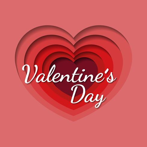 Valentine's day background with heart shaped in paper art style vector