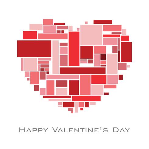 Heart with random rectangles in red tome for valentine\'s day