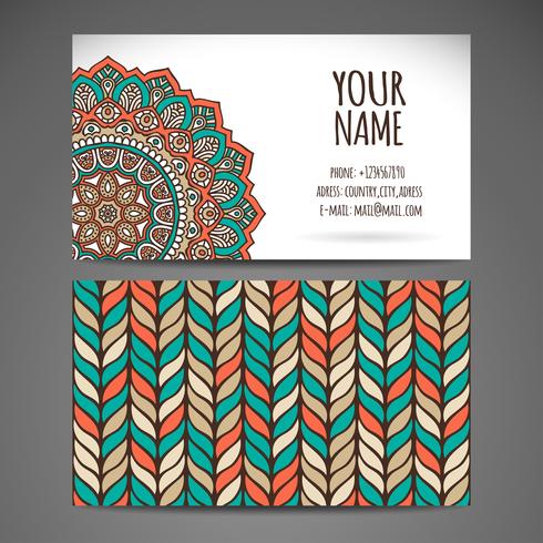 Business Cards in Ethnic Style. Vintage decorative elements. vector