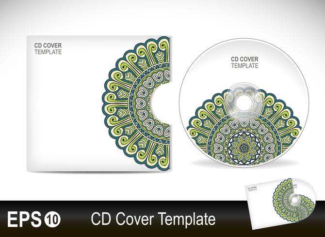 CD cover design template in ethnic style vector