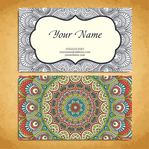 Business Card in ethnic style. Vintage decorative elements. vector