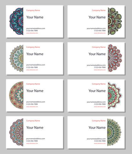 Business Cards Set in Ethnic Style. Vintage decorative elements. vector
