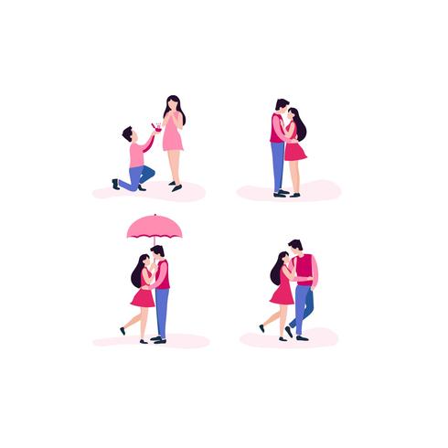 Amor pareja diferentes poses vector