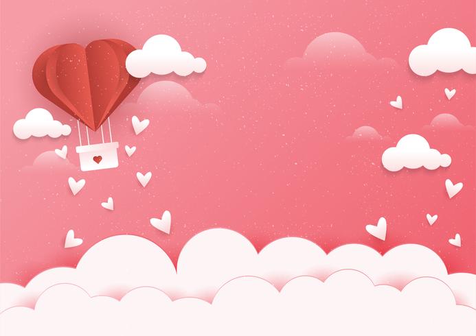 Heart Hot Air Balloon Scene  vector