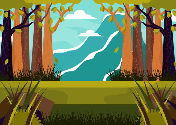 Fondo hermoso paisaje con montañas y árboles vector