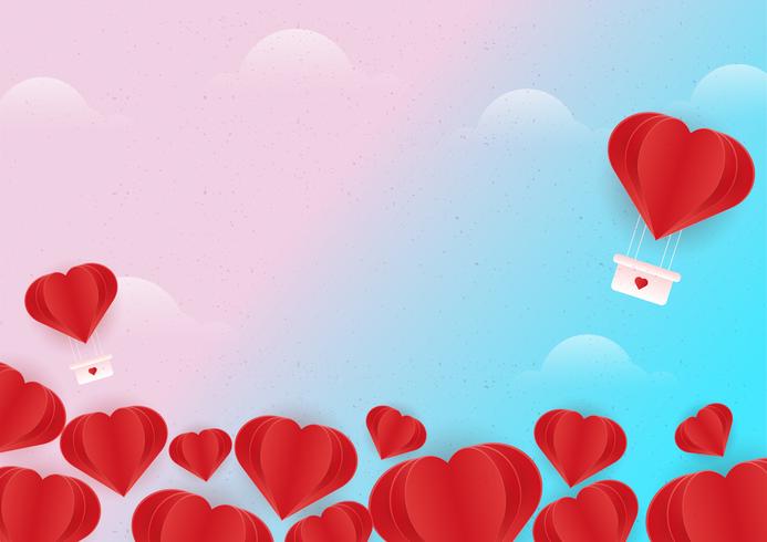 Flying heart background vector