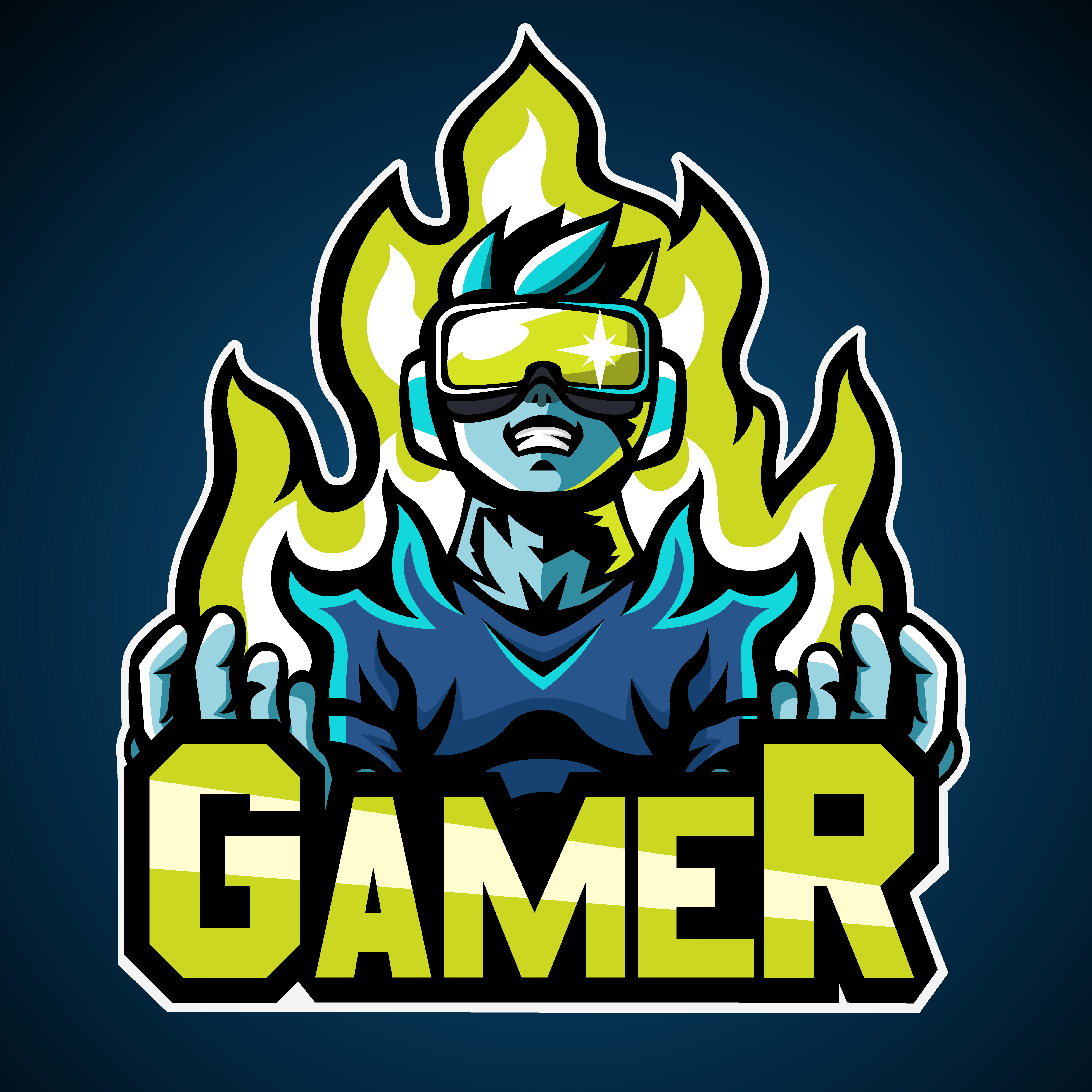 Gamer Mascot Logo Sticker Design Download Free Vectors