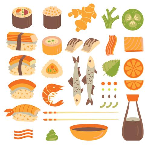 Set of  Sushi vector