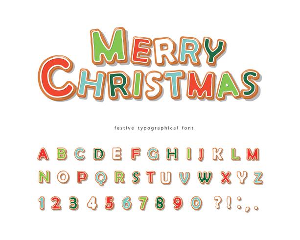 Christmas Gingerbread Cookie font vector