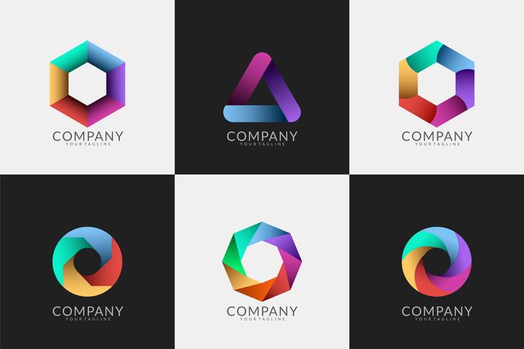 conjunto de logotipos modernos abstractos vector