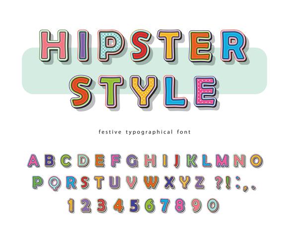 Hipster style font design vector