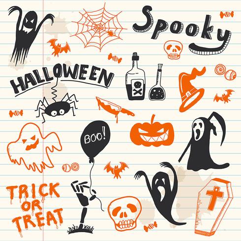 Halloween Doodles Elements.