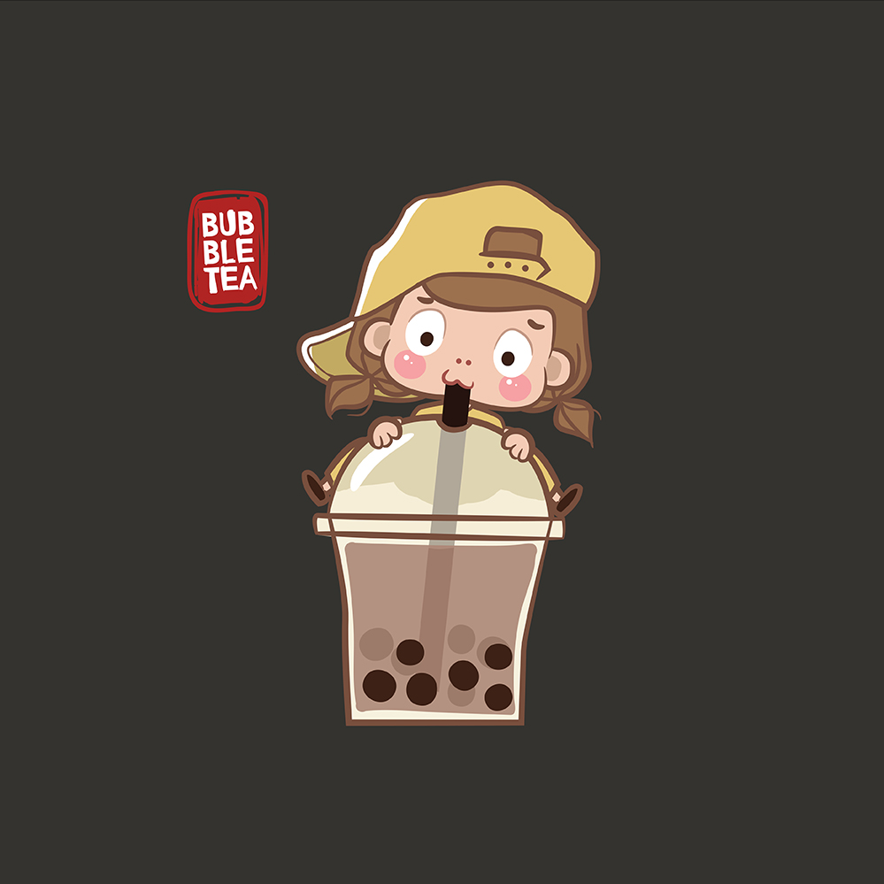 Little girl Drinking bubble tea 674810 Vector Art at Vecteezy