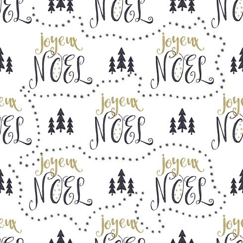 Hand drawn seamless pattern with Christmas design elements vector