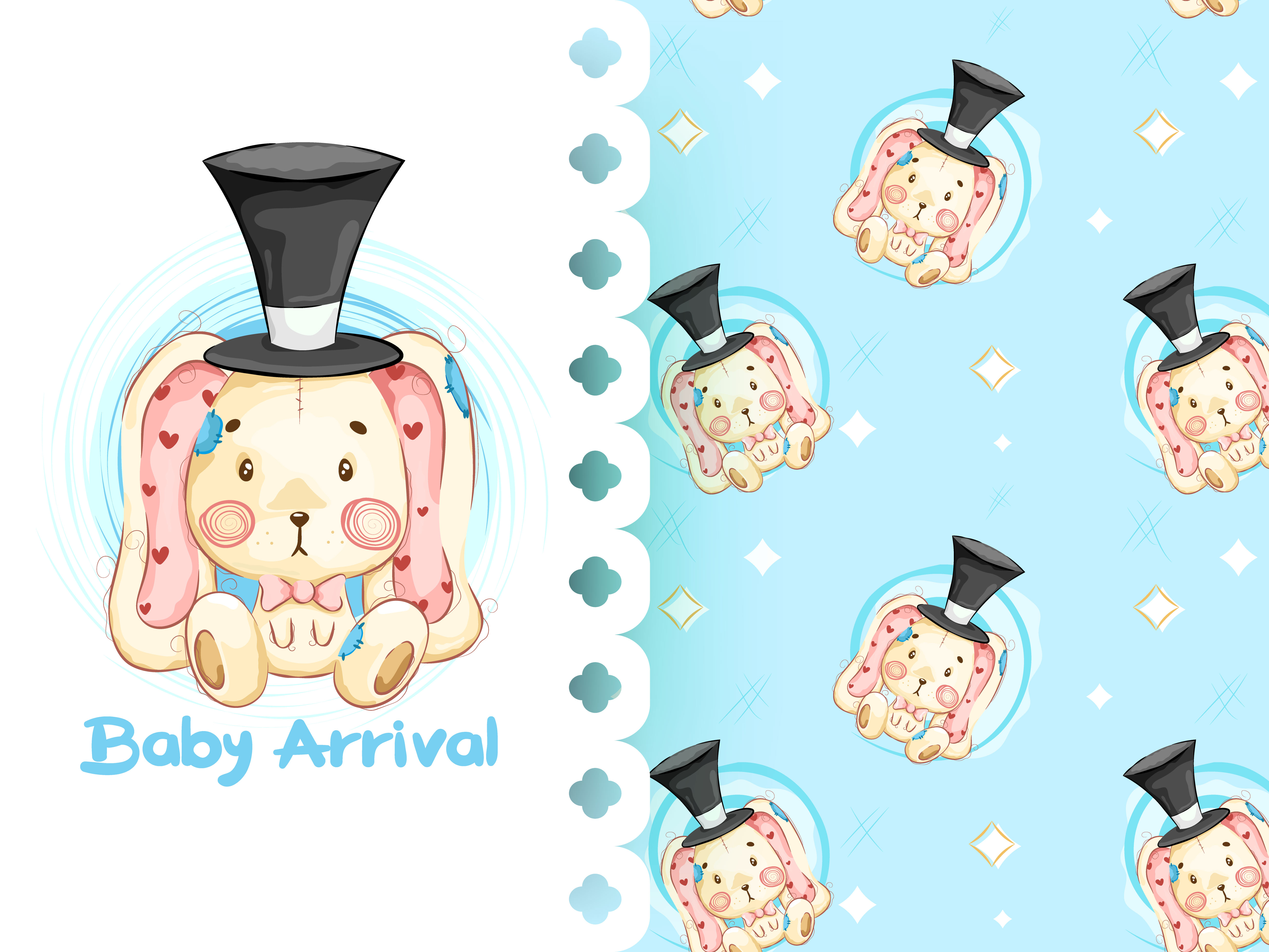 Download Its a boy pattern with rabbit - Download Free Vectors ...