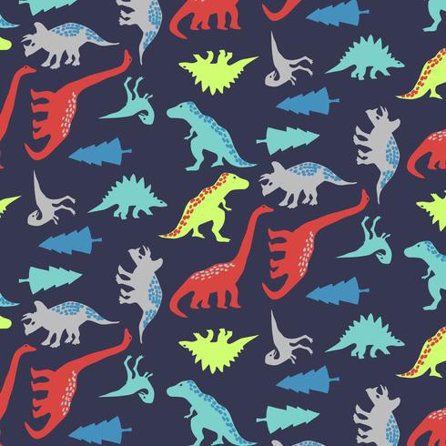 Hand drawn bold shape dinosaur pattern vector