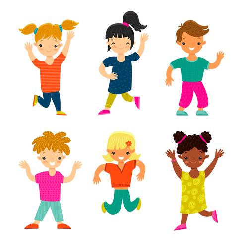 Set of happy smiling children vector