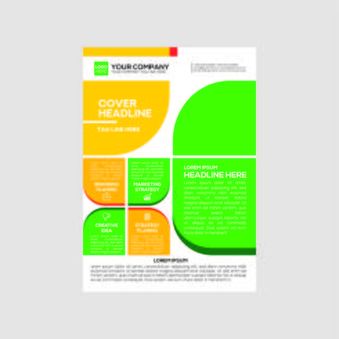 Business Flyer Design Color naranja y verde vector