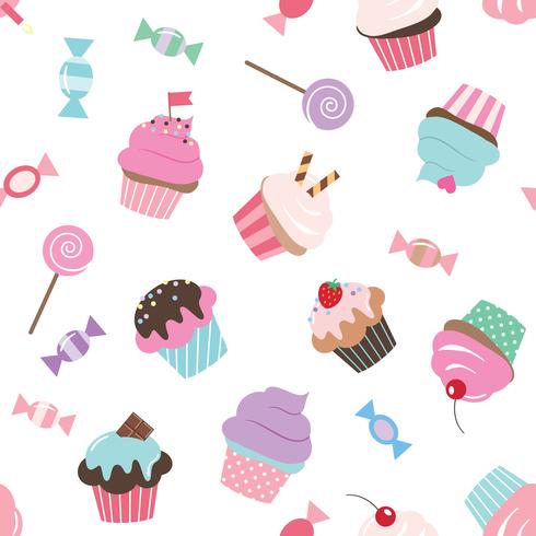 Birthday seamless pattern with sweets. vector