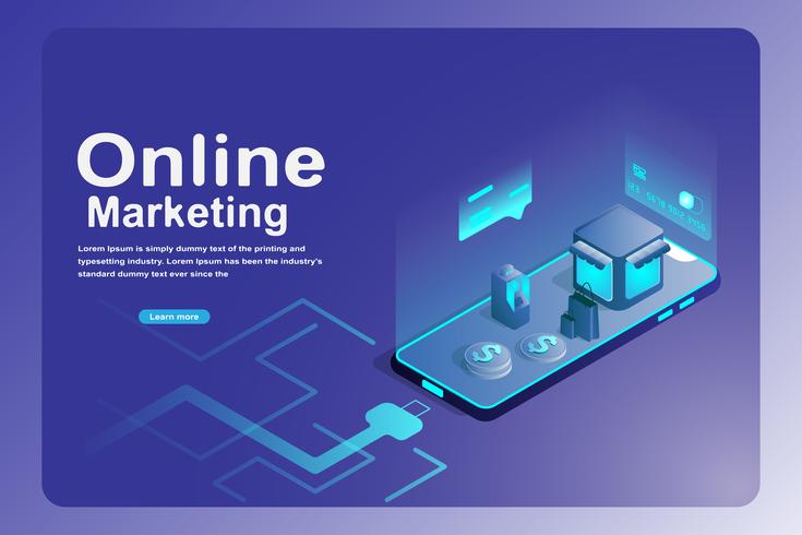Concepto de página de aterrizaje de marketing en línea vector