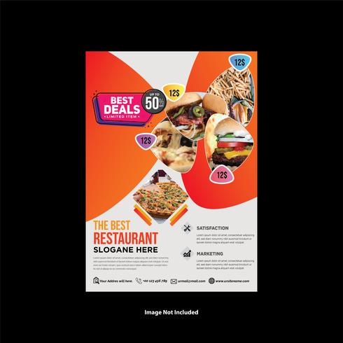 Modern Restaurant Flyer Design orange color vector