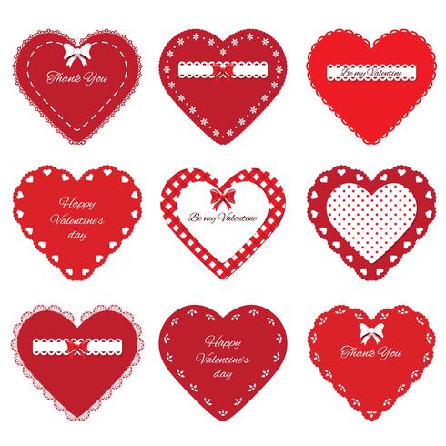 Set de corazones decorativos recortados vector