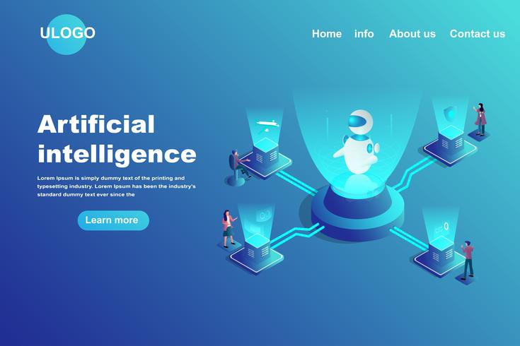 Artificial intelligence landing page concept vector