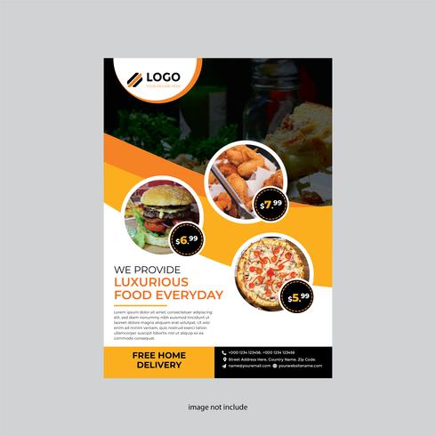orange restaurant flyer simple design vector