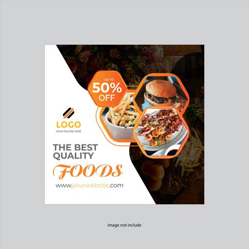 yellow color restaurant square flyer design vector