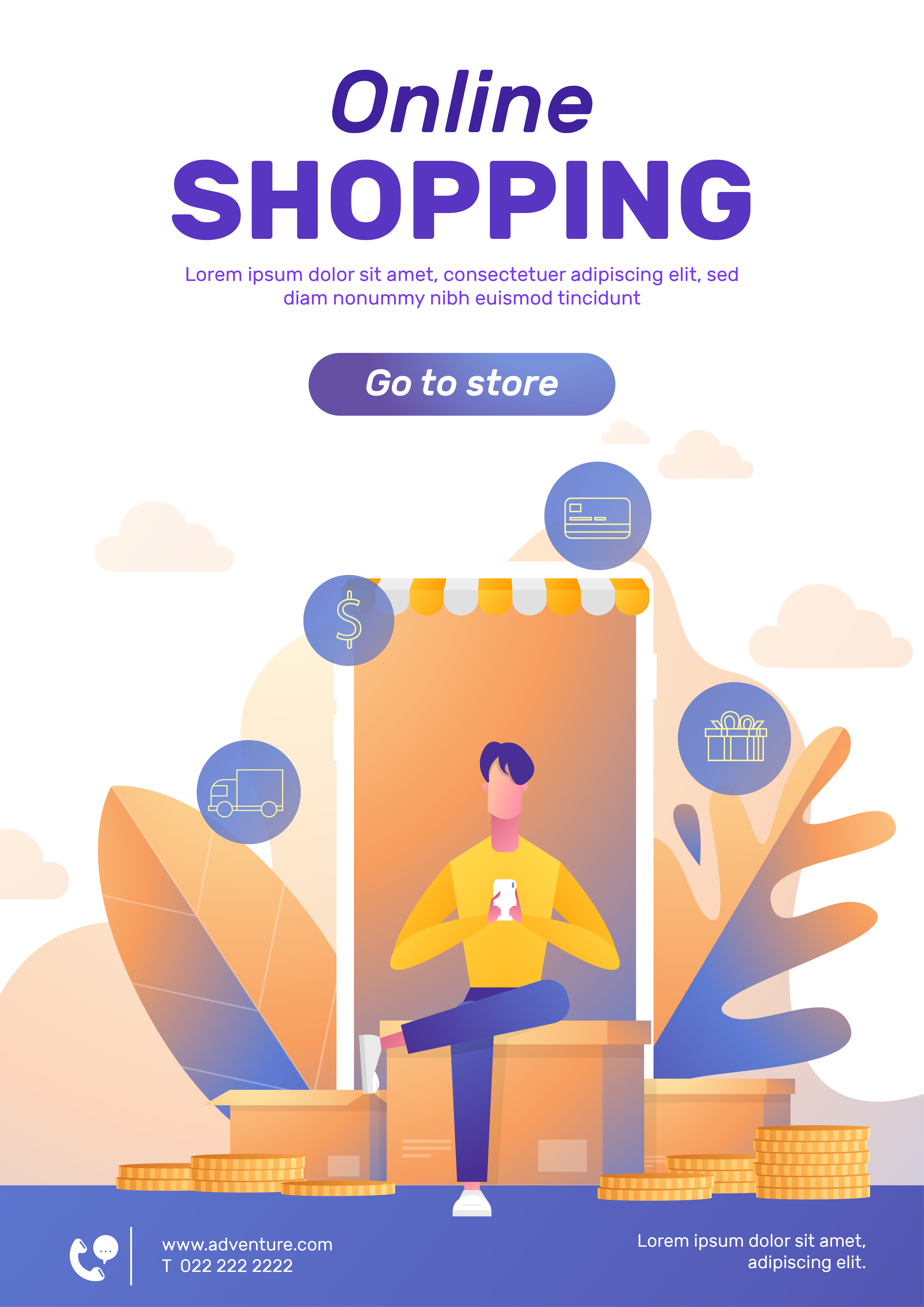 Online shopping poster layout 674970 Vector Art at Vecteezy