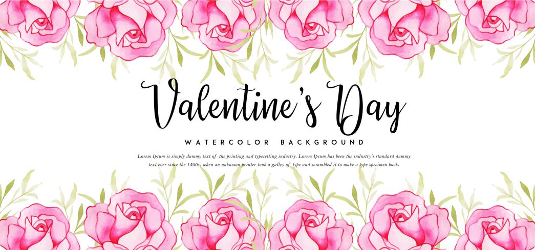 Roses Watercolor Valentine Banner vector