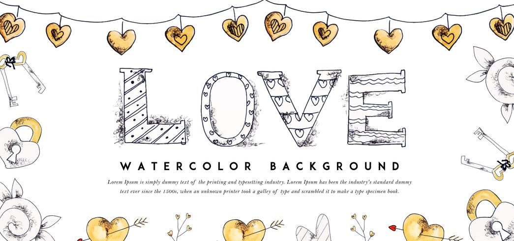 Valentine Banner Hand Drawing vector