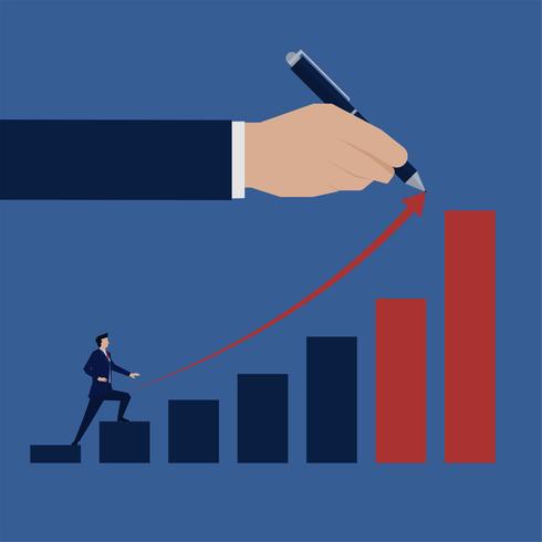 Business man climbs the bar chart vector