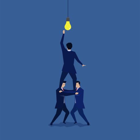 Group of business men on shoulders to reach the idea vector