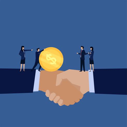 Handshake and manager sending money to others vector