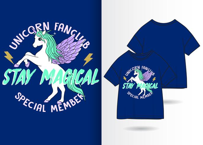 Diseño de camiseta dibujada a mano de Unicorn Fanclub vector