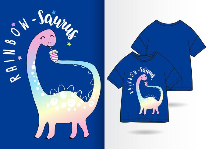 Rainbow - Saurus Dinosaur T Shirt Design vector