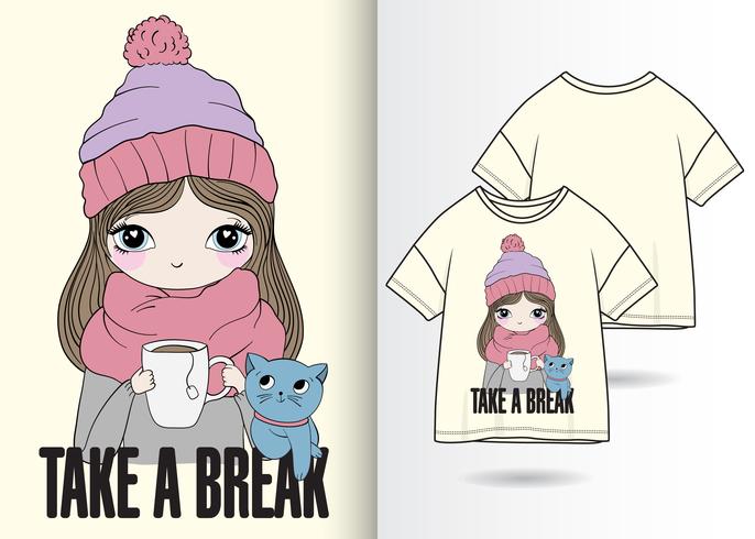 Take A Break Hand Drawn T Shirt Design vector